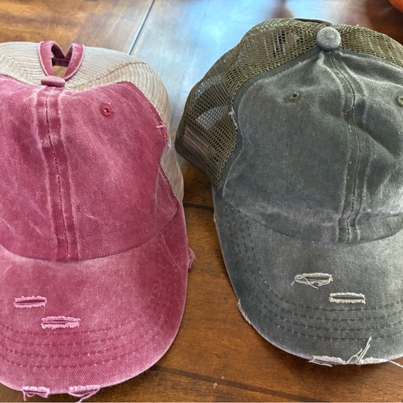 Distressed Trucker Hats - Distressed Red and Green - Picture 1 of 2